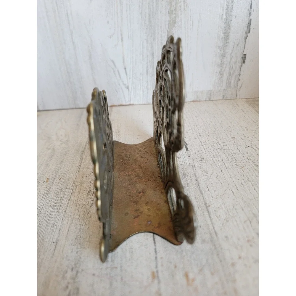 Vintage ornate napkin brass Unique letter holder metal home decor flower